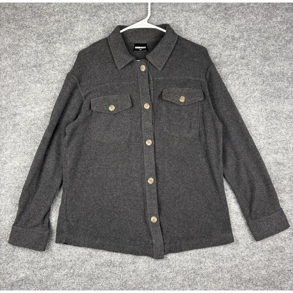 Medium Other - 32 Degrees Heat Womens Medium Gray Fleece Shacket Button Front Shirt Jacket